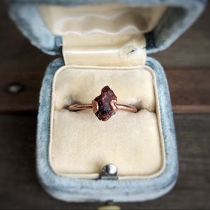 Handmade Copper Raw Garnet Ring Size 7